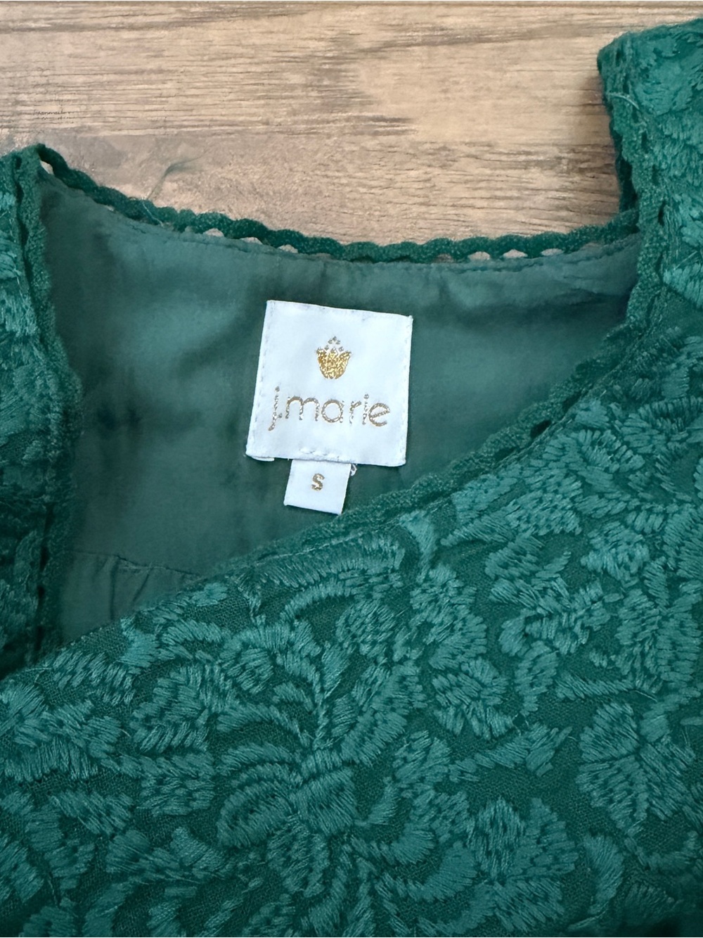 $168 J. Marie Ginny Floral Embroidered Shift Dress, Green, S Fits 4-6 - Picture 4 of 6